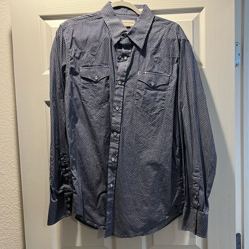 Stetson Pearl Snap Mens Large